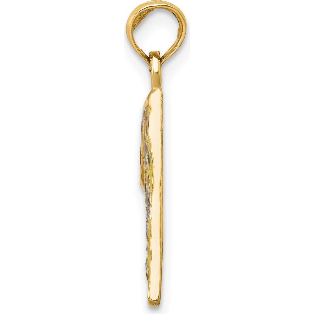 14K Yellow Gold Multi-color Enameled Pizza Slice Pendant - Fun Food Themed Charm by Oro Pregiato