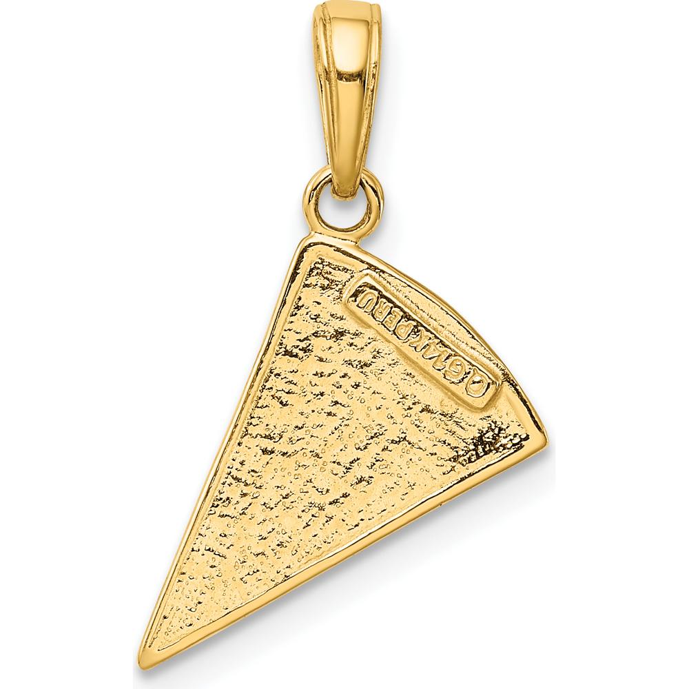 14K Yellow Gold Multi-color Enameled Pizza Slice Pendant - Fun Food Themed Charm by Oro Pregiato