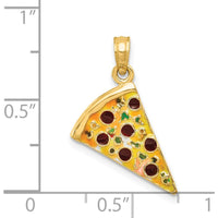 14K Yellow Gold Multi-color Enameled Pizza Slice Pendant - Fun Food Themed Charm by Oro Pregiato