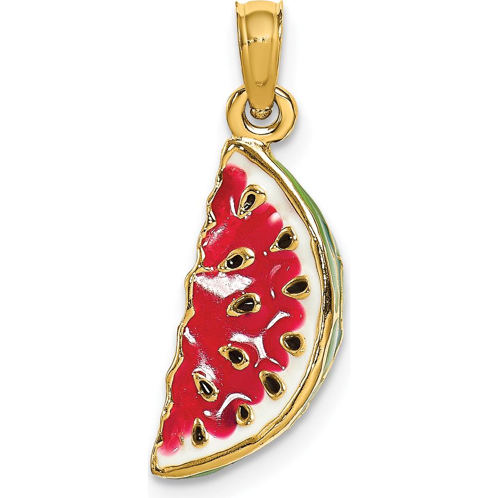 14K Yellow Gold Multi-color Enameled Watermelon 3D Charm by Oro Pregiato
