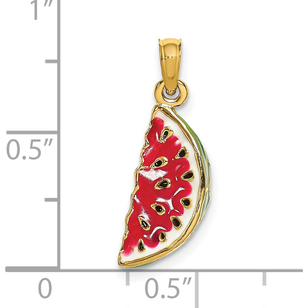 14K Yellow Gold Multi-color Enameled Watermelon 3D Charm by Oro Pregiato