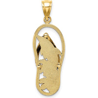 14K Yellow Gold Multi-Colored Enamel Dolphin Flip-Flop Pendant by Oro Pregiato