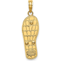 14K Yellow Gold Multi-Colored Enamel Flip-Flop Charm with Fuchsia Flowers and Rhodium Detailing by Oro Pregiato