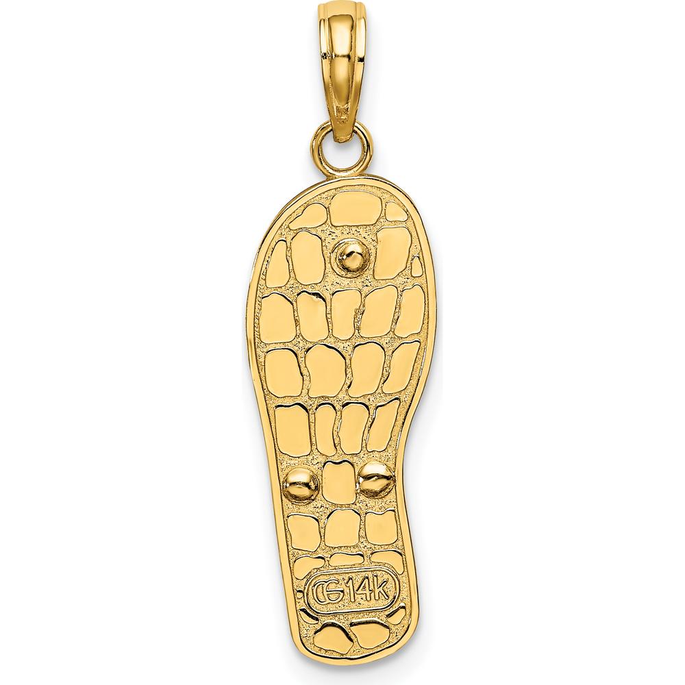 14K Yellow Gold Multi-Colored Enamel Flip-Flop Charm with Fuchsia Flowers and Rhodium Detailing by Oro Pregiato