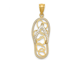 14K Yellow Gold Multi Heart Flip-Flop Pendant with White Enamel Accents by Oro Pregiato