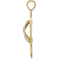 14K Yellow Gold Multi Heart Flip-Flop Pendant with White Enamel Accents by Oro Pregiato
