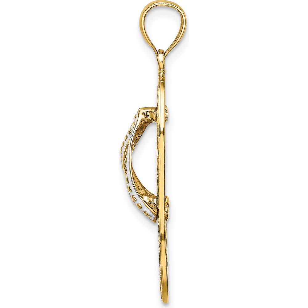 14K Yellow Gold Multi Heart Flip-Flop Pendant with White Enamel Accents by Oro Pregiato