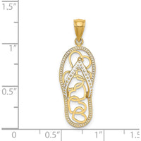14K Yellow Gold Multi Heart Flip-Flop Pendant with White Enamel Accents by Oro Pregiato