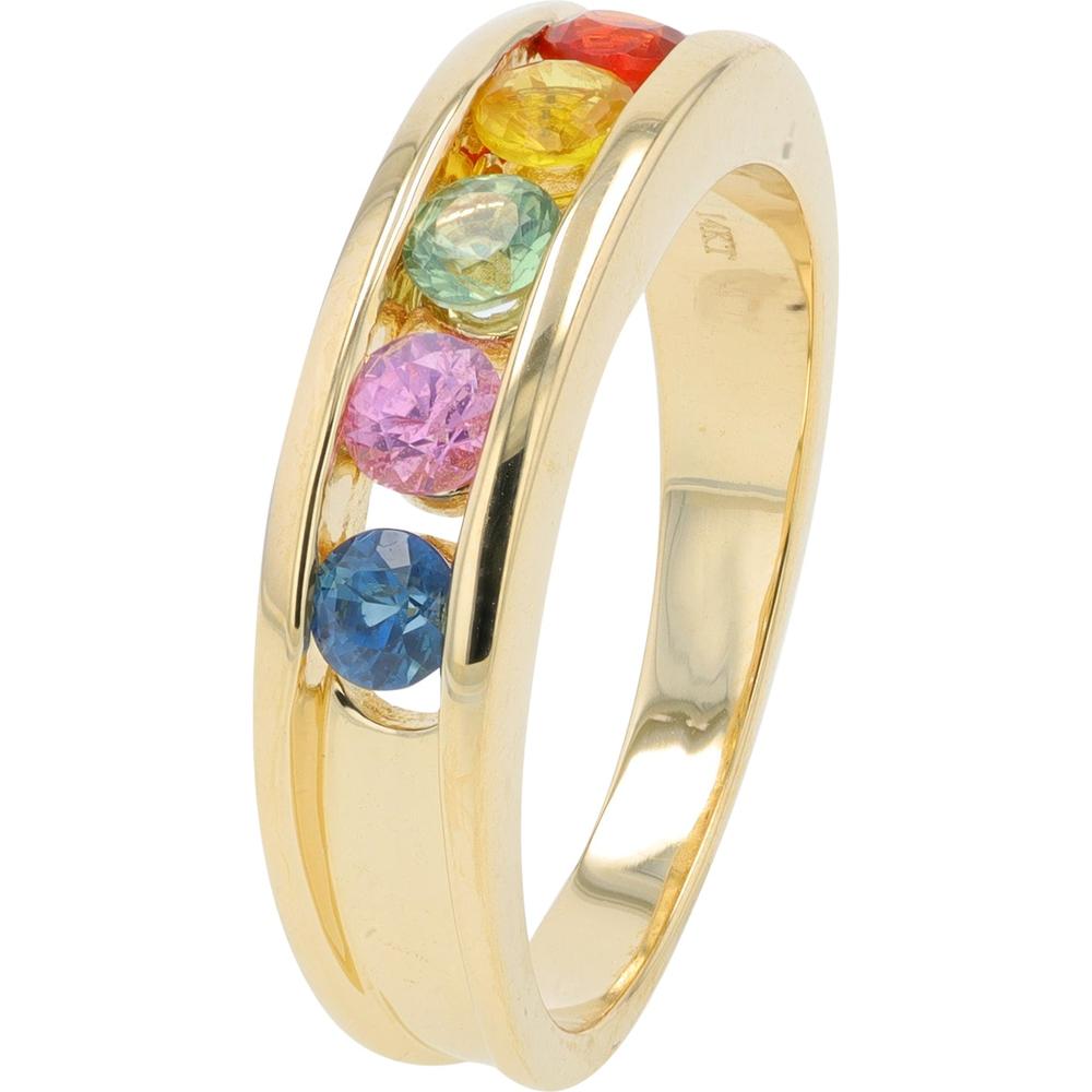 14K Yellow Gold Multi Sapphire Ring - 0.80 Carat Total Sapphire Weight