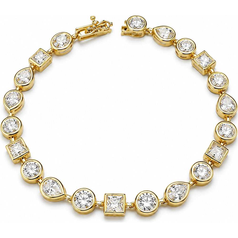 14K Yellow Gold Multi-Shape Bezel Set Lab Grown Diamond Bracelet - 8.32 Carat Total Diamond Weight by Auriventus