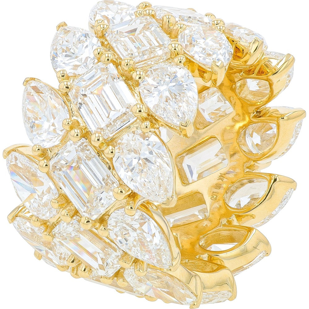 14K Yellow Gold Multi-Shape Lab Grown Diamond Eternity Band with Pear, Emerald, and Marquise Cuts - 20.25 Carat Total Diamond Weight