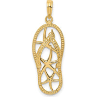 14K Yellow Gold Multi Starfish Flip-Flop Pendant Charm - 32.35mm Length by Oro Pregiato
