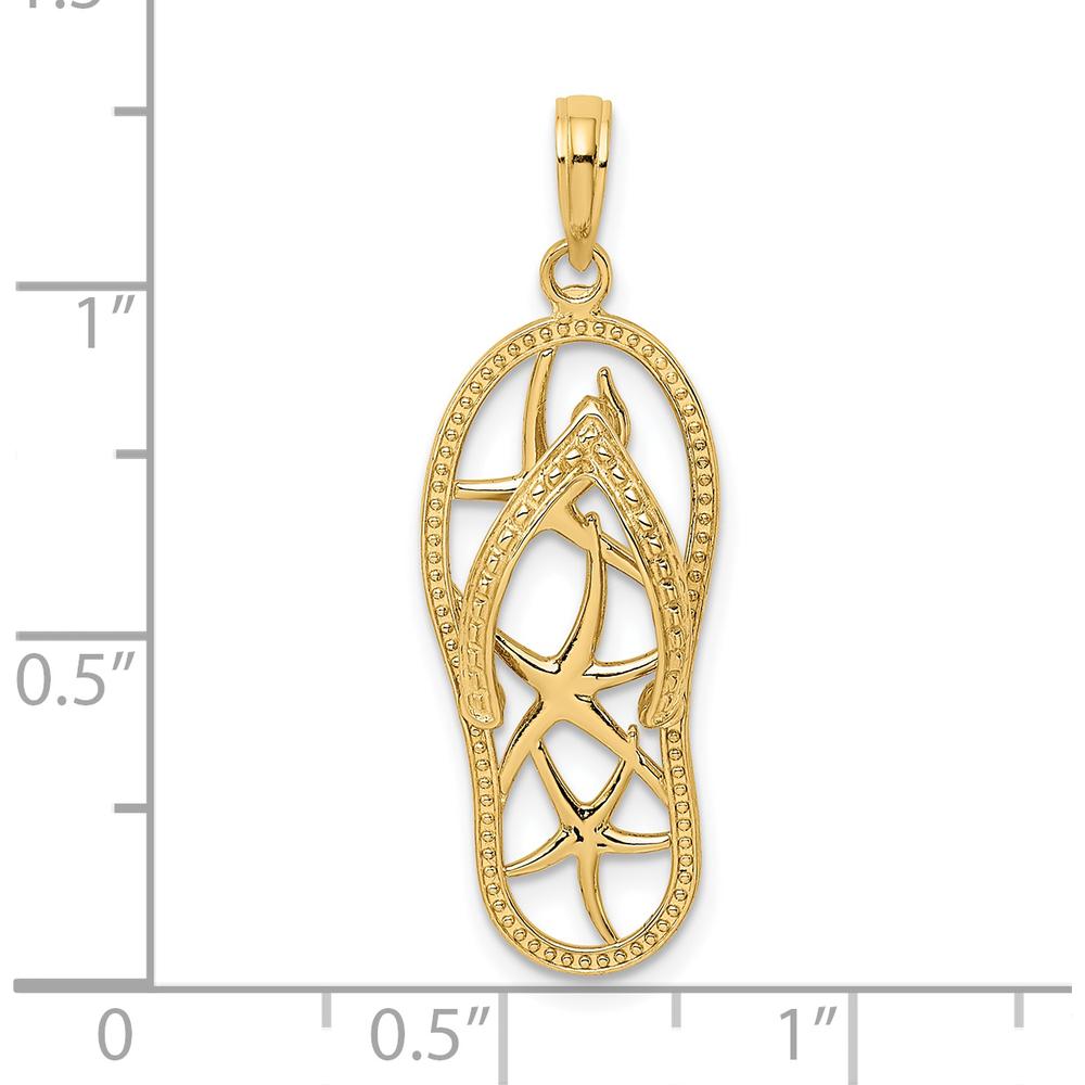 14K Yellow Gold Multi Starfish Flip-Flop Pendant Charm - 32.35mm Length by Oro Pregiato