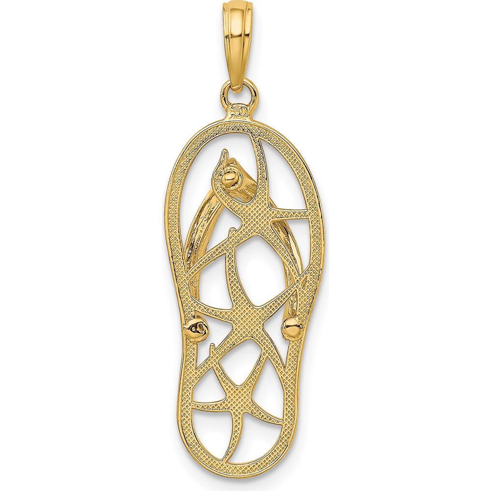 14K Yellow Gold Multi Starfish Flip-Flop Pendant Charm - 32.35mm Length by Oro Pregiato