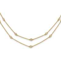 14K Yellow Gold Multi-Station Necklace with Round Natural Diamonds - 1/2 Carat Total Diamond Weight by Monteluci Fine Jewelry