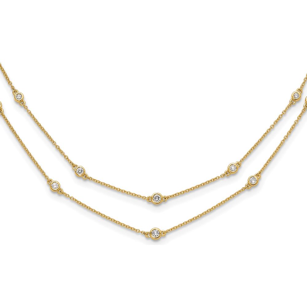 14K Yellow Gold Multi-Station Necklace with Round Natural Diamonds - 1/2 Carat Total Diamond Weight by Monteluci Fine Jewelry