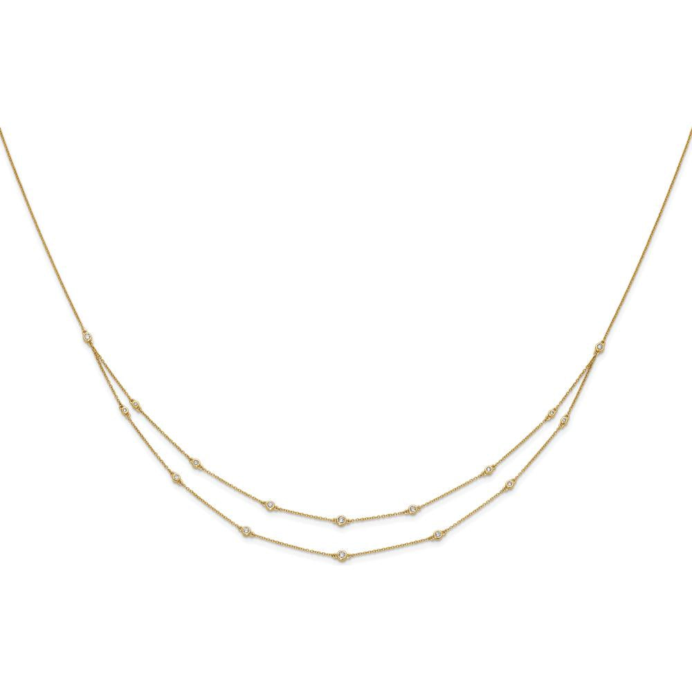 14K Yellow Gold Multi-Station Necklace with Round Natural Diamonds - 1/2 Carat Total Diamond Weight by Monteluci Fine Jewelry