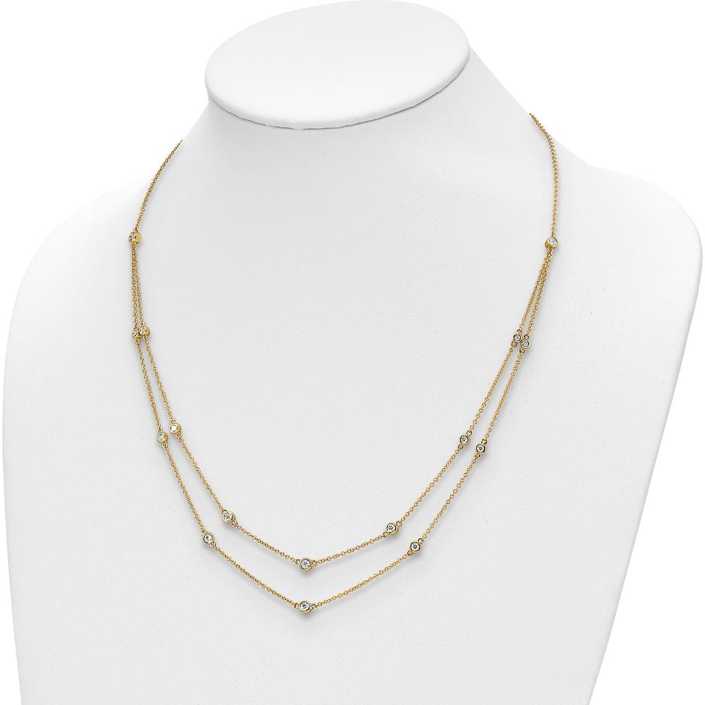 14K Yellow Gold Multi-Station Necklace with Round Natural Diamonds - 1/2 Carat Total Diamond Weight by Monteluci Fine Jewelry