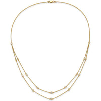 14K Yellow Gold Multi-Station Necklace with Round Natural Diamonds - 1/2 Carat Total Diamond Weight by Monteluci Fine Jewelry