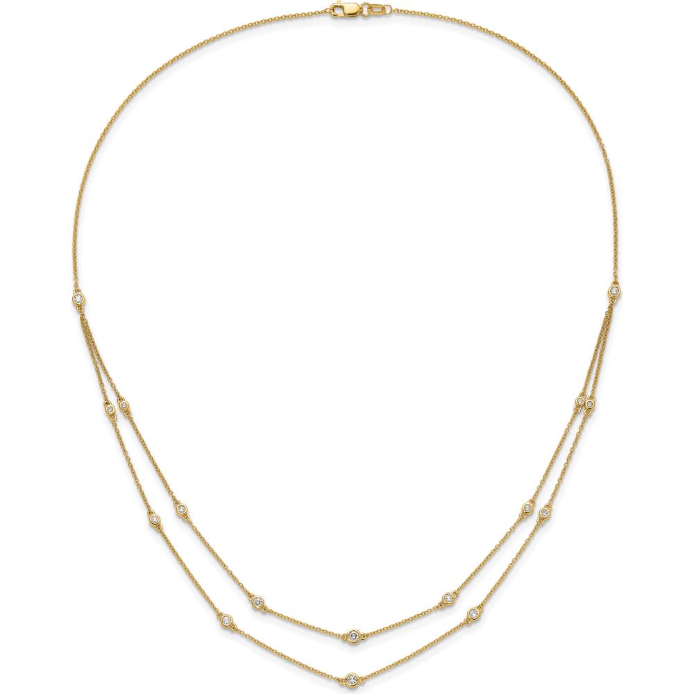 14K Yellow Gold Multi-Station Necklace with Round Natural Diamonds - 1/2 Carat Total Diamond Weight by Monteluci Fine Jewelry