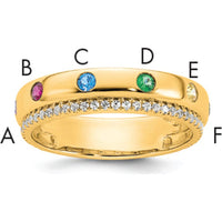 14K Yellow Gold Multi-Stone Birthstone and Diamond Mother's Ring with Six Birthstones and Round Diamonds by Oro Pregiato