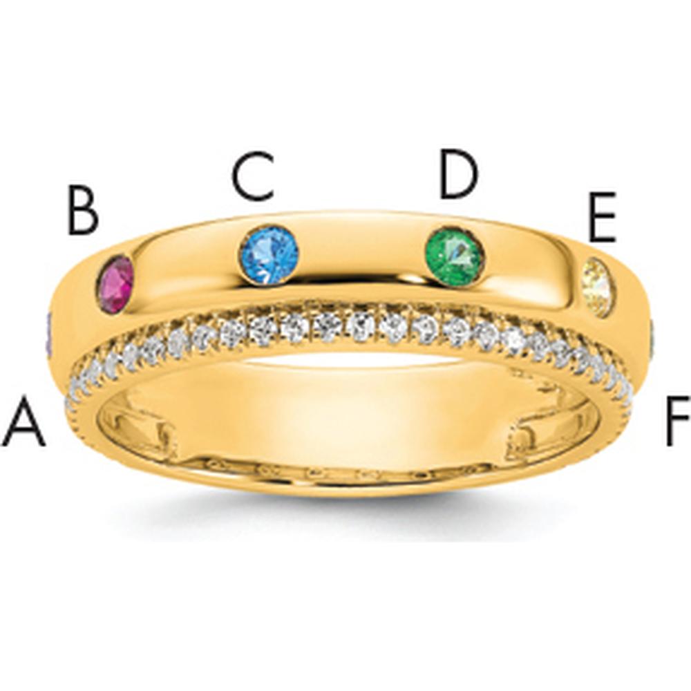 14K Yellow Gold Multi-Stone Birthstone and Diamond Mother's Ring with Six Birthstones and Round Diamonds by Oro Pregiato
