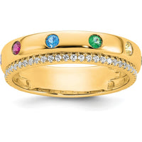 14K Yellow Gold Multi-Stone Birthstone and Diamond Mother's Ring with Six Birthstones and Round Diamonds by Oro Pregiato