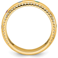 14K Yellow Gold Multi-Stone Birthstone and Diamond Mother's Ring with Six Birthstones and Round Diamonds by Oro Pregiato