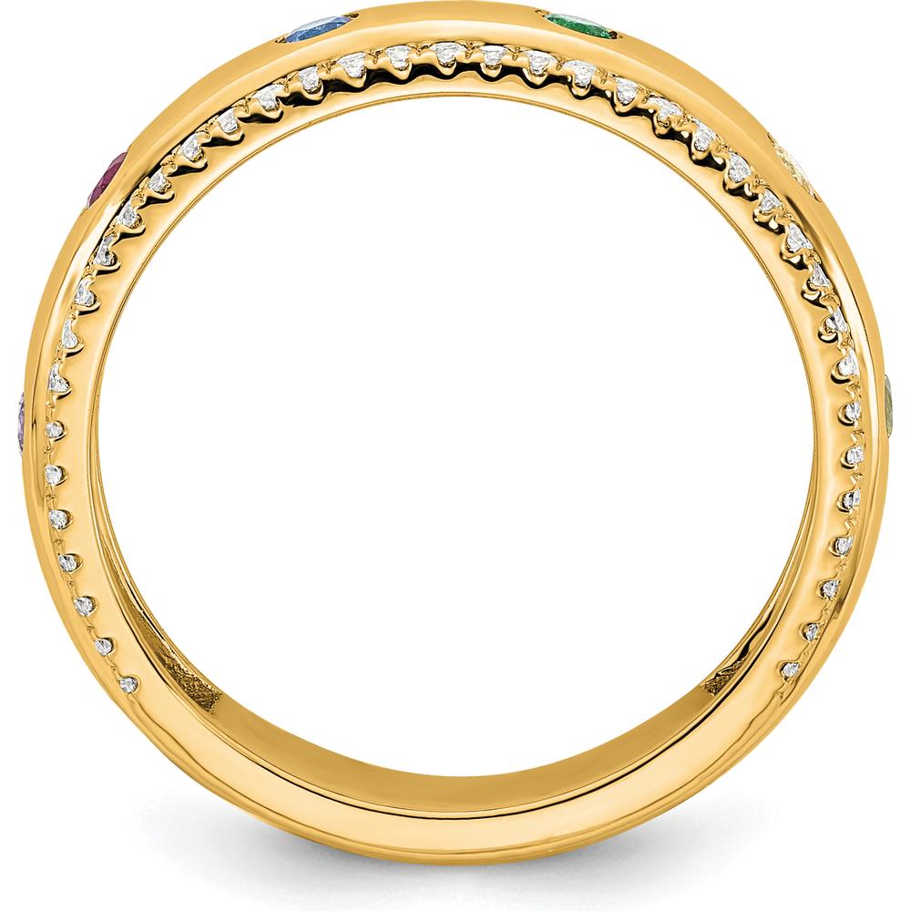 14K Yellow Gold Multi-Stone Birthstone and Diamond Mother's Ring with Six Birthstones and Round Diamonds by Oro Pregiato