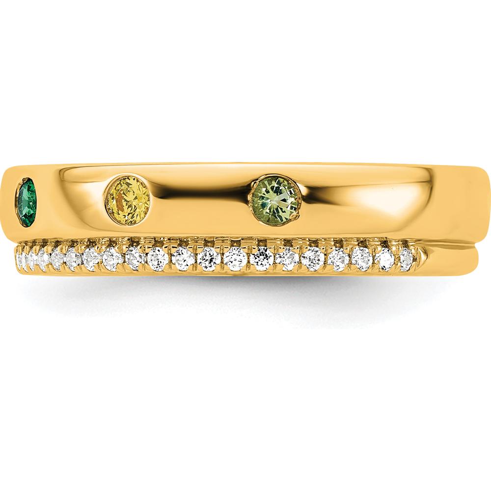 14K Yellow Gold Multi-Stone Birthstone and Diamond Mother's Ring with Six Birthstones and Round Diamonds by Oro Pregiato