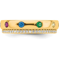 14K Yellow Gold Multi-Stone Birthstone and Diamond Mother's Ring with Six Birthstones and Round Diamonds by Oro Pregiato