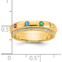 14K Yellow Gold Multi-Stone Birthstone and Diamond Mother's Ring with Six Birthstones and Round Diamonds by Oro Pregiato