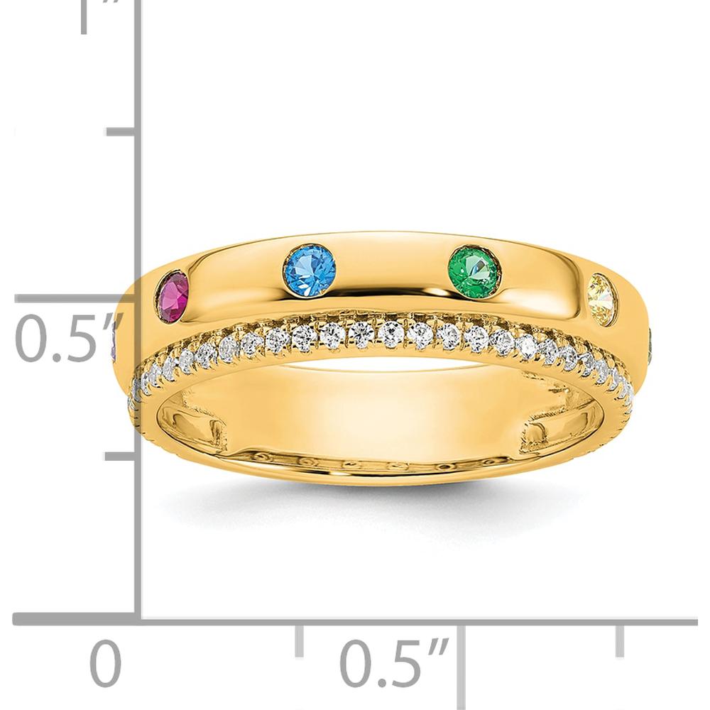 14K Yellow Gold Multi-Stone Birthstone and Diamond Mother's Ring with Six Birthstones and Round Diamonds by Oro Pregiato