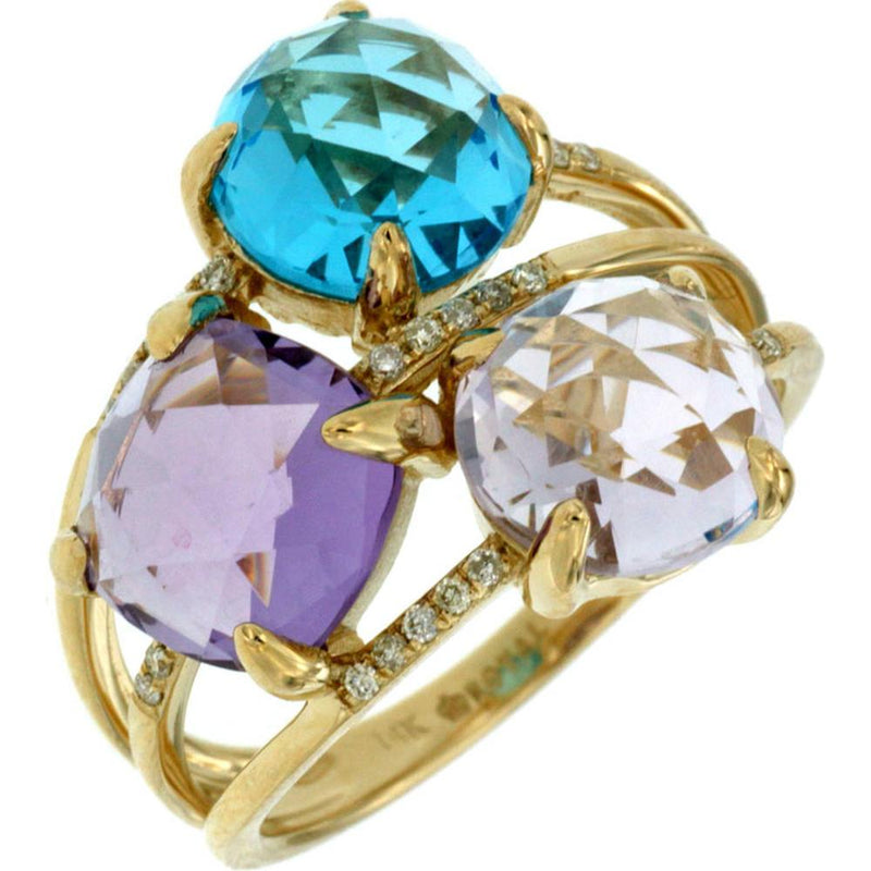 14K Yellow Gold Multi-Stone Ring with Diamonds - 6.80 Carats Total Wei ...