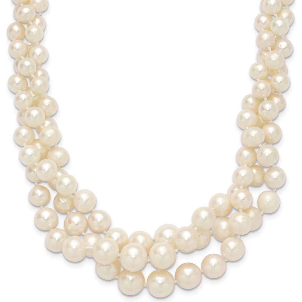 14K Yellow Gold Multi-strand Freshwater Cultured Pearl Necklace - 5-9mm Pearls by Monteluci Fine Jewelry