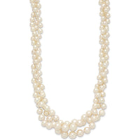 14K Yellow Gold Multi-strand Freshwater Cultured Pearl Necklace - 5-9mm Pearls by Monteluci Fine Jewelry