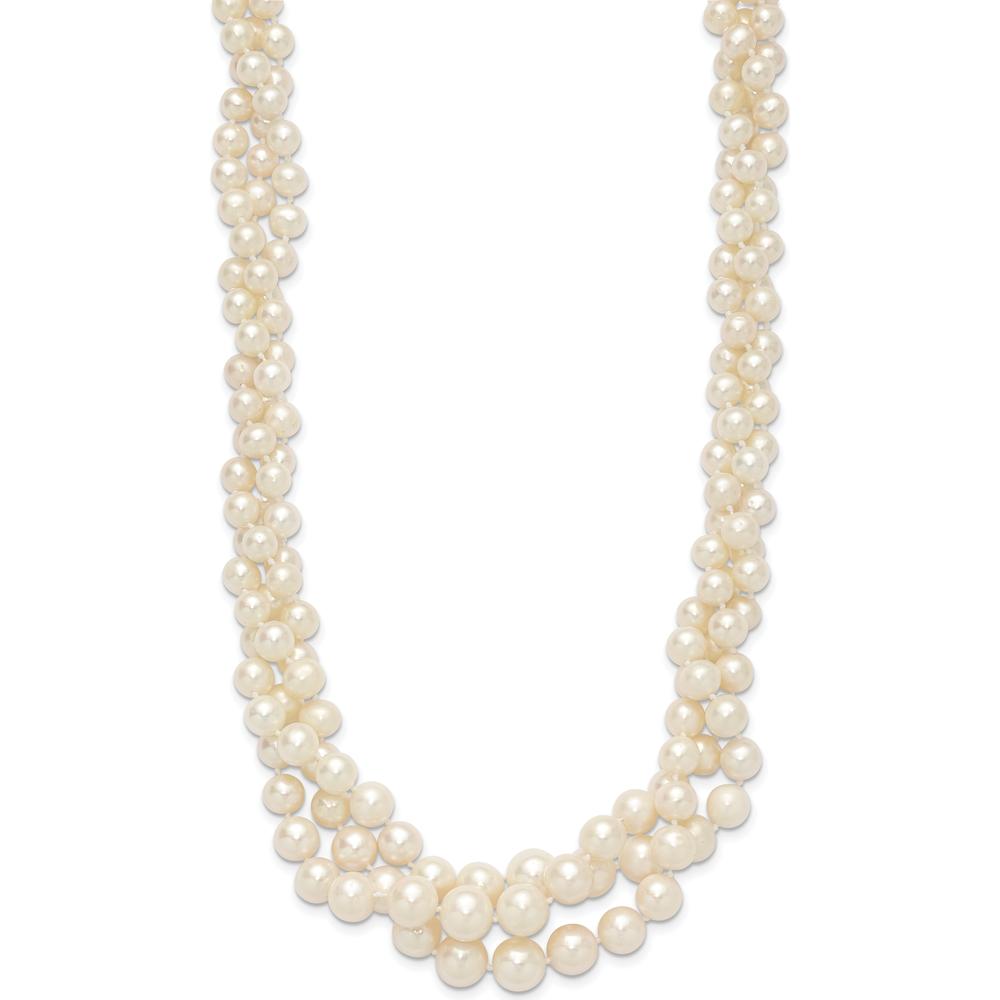 14K Yellow Gold Multi-strand Freshwater Cultured Pearl Necklace - 5-9mm Pearls by Monteluci Fine Jewelry