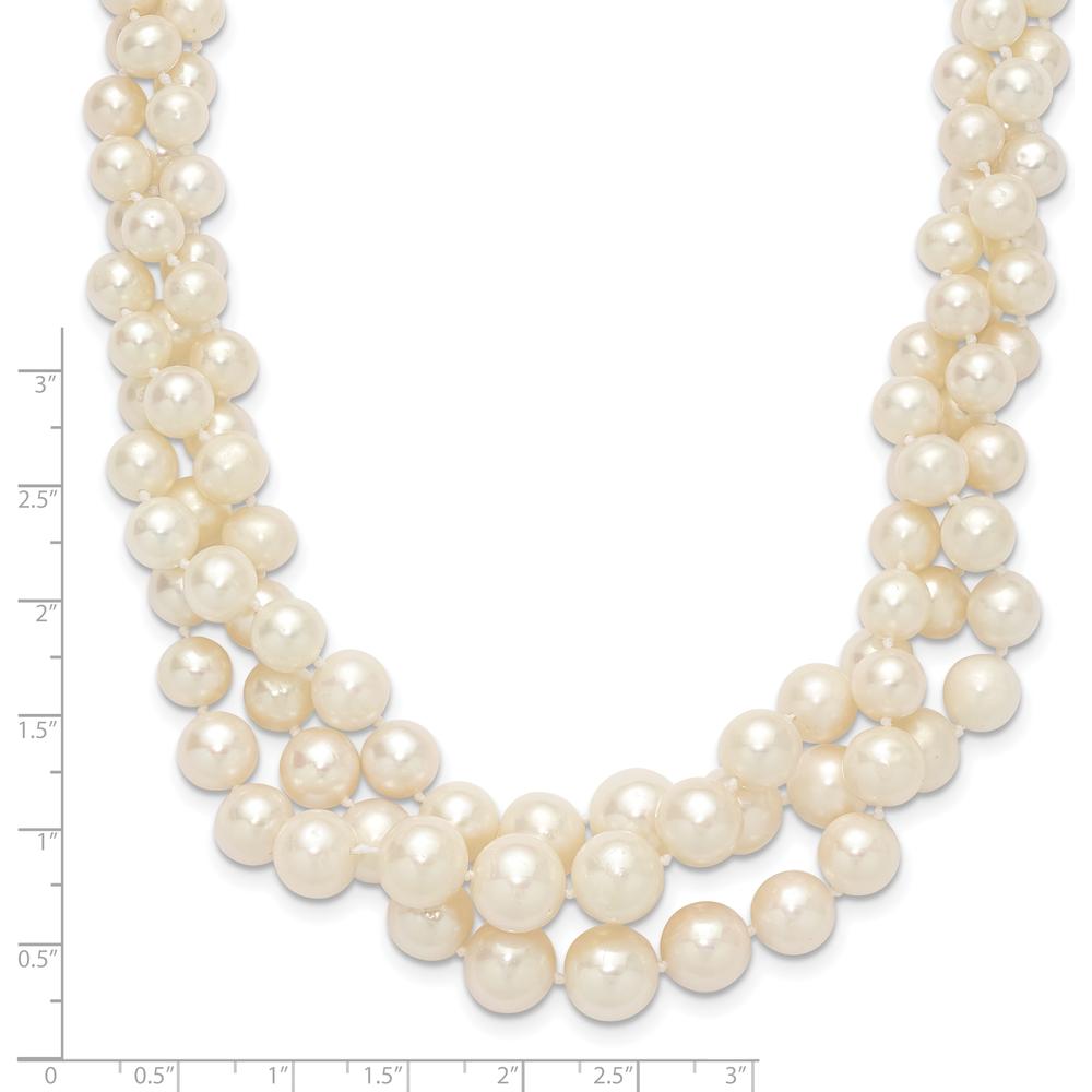 14K Yellow Gold Multi-strand Freshwater Cultured Pearl Necklace - 5-9mm Pearls by Monteluci Fine Jewelry