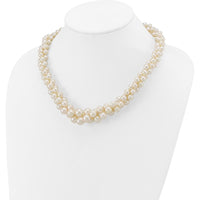14K Yellow Gold Multi-strand Freshwater Cultured Pearl Necklace - 5-9mm Pearls by Monteluci Fine Jewelry