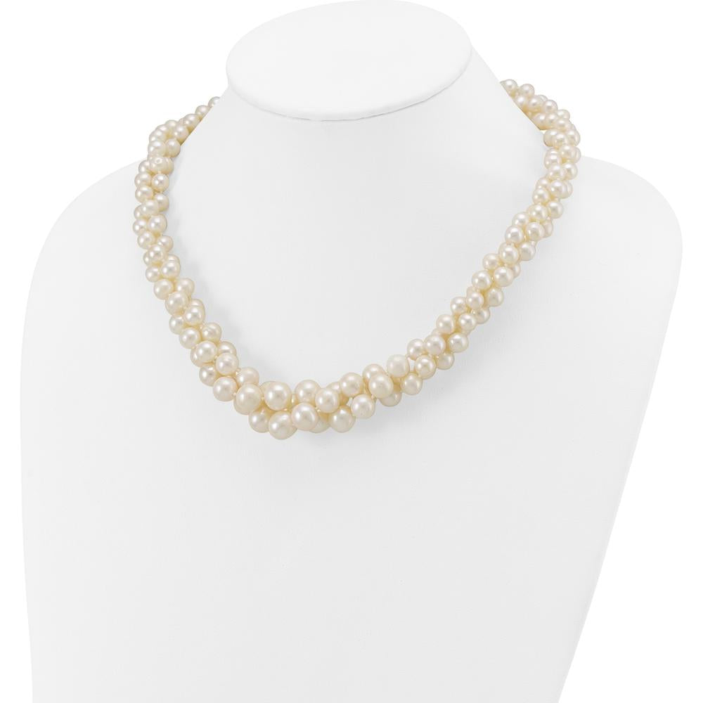 14K Yellow Gold Multi-strand Freshwater Cultured Pearl Necklace - 5-9mm Pearls by Monteluci Fine Jewelry