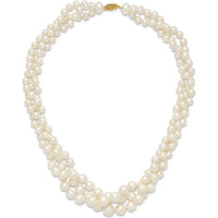 14K Yellow Gold Multi-strand Freshwater Cultured Pearl Necklace - 5-9mm Pearls by Monteluci Fine Jewelry