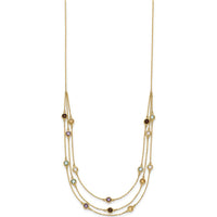 14K Yellow Gold Multi-Strand Necklace with Round Briolette-Cut Smoky Quartz, Amethyst, Citrine, Sky Blue Topaz, and White Quartz - 5.75 Carat Total Gemstone Weight by Oro Pregiato