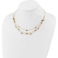 14K Yellow Gold Multi-Strand Necklace with Round Briolette-Cut Smoky Quartz, Amethyst, Citrine, Sky Blue Topaz, and White Quartz - 5.75 Carat Total Gemstone Weight by Oro Pregiato