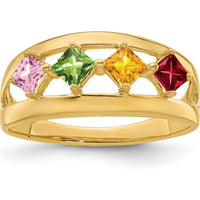 14K Yellow Gold Multicolor Princess-Cut Gemstone Ring for Women by Oro Pregiato