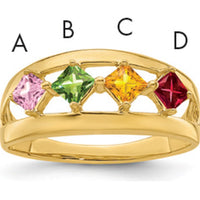 14K Yellow Gold Multicolor Princess-Cut Gemstone Ring for Women by Oro Pregiato
