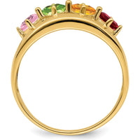14K Yellow Gold Multicolor Princess-Cut Gemstone Ring for Women by Oro Pregiato