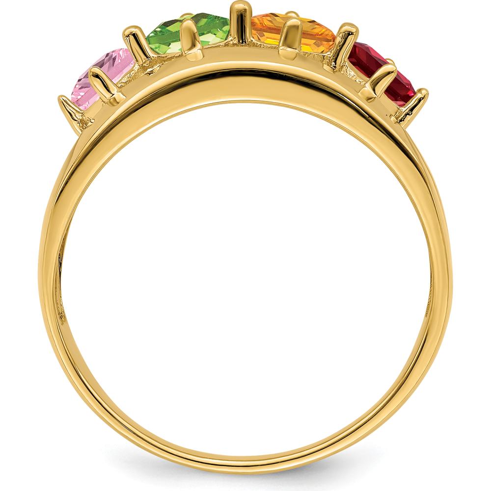 14K Yellow Gold Multicolor Princess-Cut Gemstone Ring for Women by Oro Pregiato