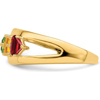 14K Yellow Gold Multicolor Princess-Cut Gemstone Ring for Women by Oro Pregiato