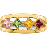 14K Yellow Gold Multicolor Princess-Cut Gemstone Ring for Women by Oro Pregiato