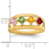 14K Yellow Gold Multicolor Princess-Cut Gemstone Ring for Women by Oro Pregiato